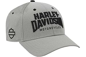 Fitted Harley Davidson Hats for Men: Gray Embroidered Athletic Baseball Cap
