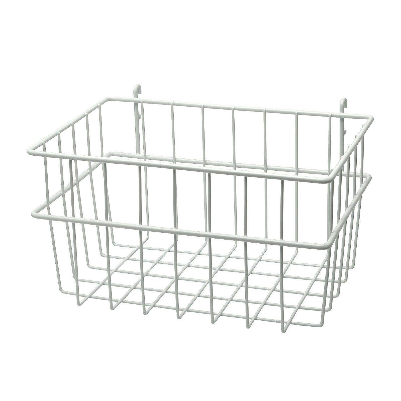 LOVIVER Hanging Wall Basket with Hooks, Wall Mount Fruit Basket, Over Door Organizer, Iron Grid Storage Organizer for Kitchen Pantry Bathroom, Multi Wire Bin for Fruits, Office Supply, 26x17.8x14.2cm