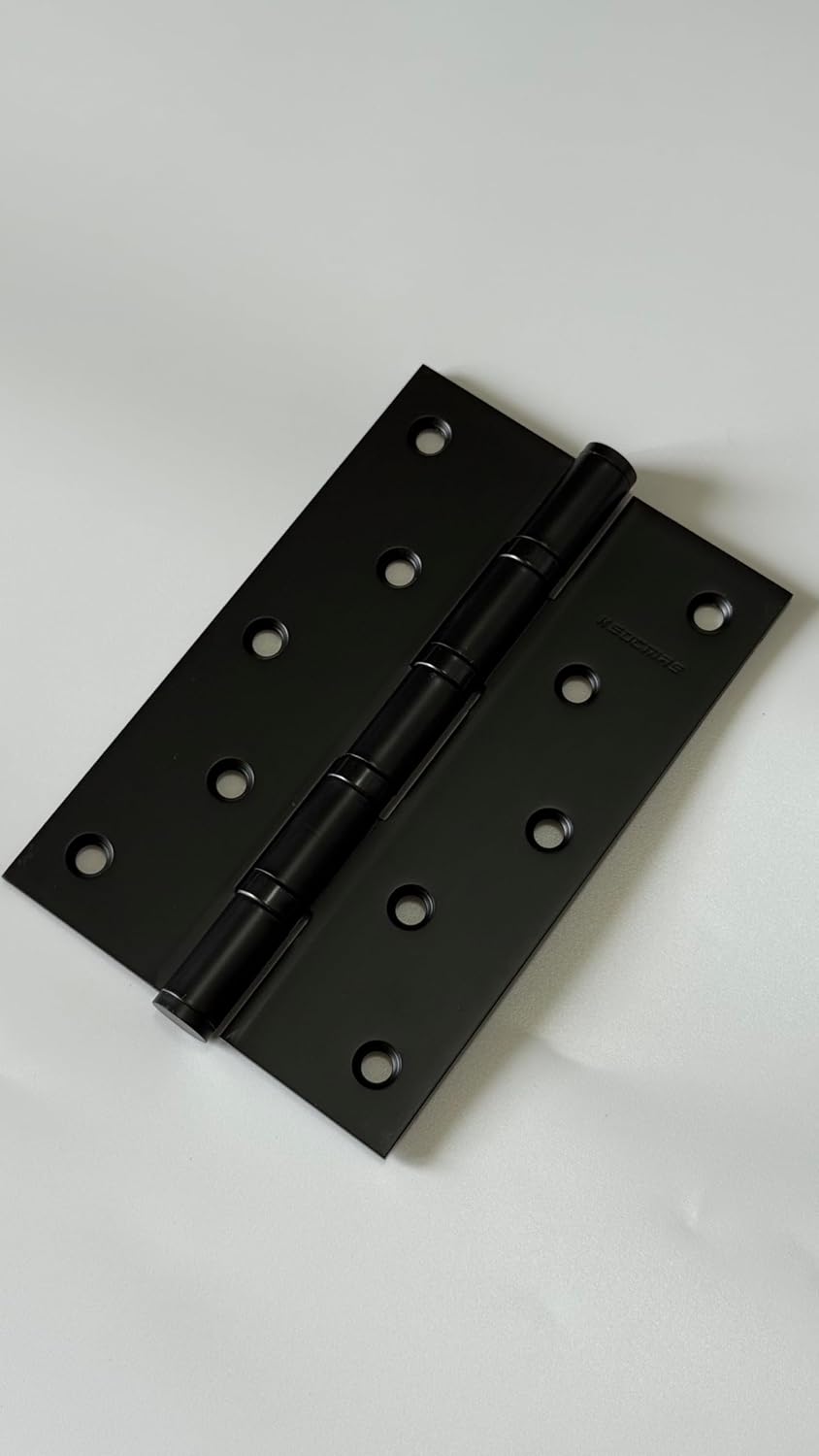 Stainless Steel Black 6 inch Door Hinges,Heavy Duty Door Hinges Ball Bearing Hinge,6" (152.4mm) x 4" (101.6mm) Exterior Interior Door Hinge，Outer Door Hinge，Square Corners 4 Pack