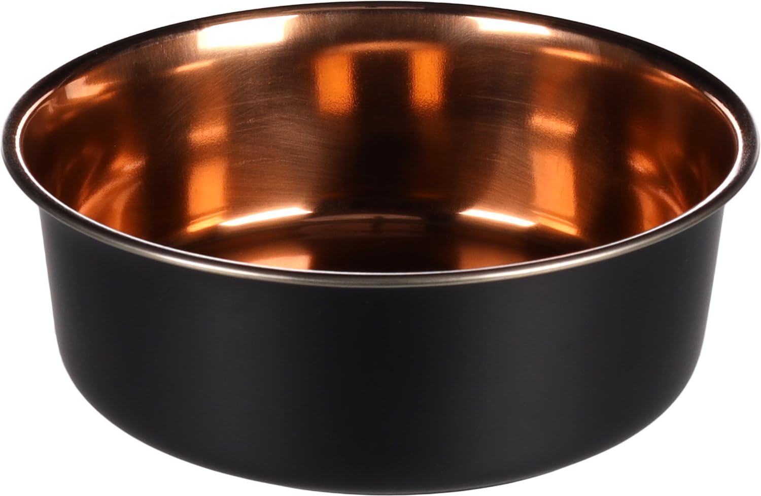 FEEDING AND DRINKING BOWL EZRA STAINLESS STEEL BLACK ROUND 1800ML 21CM