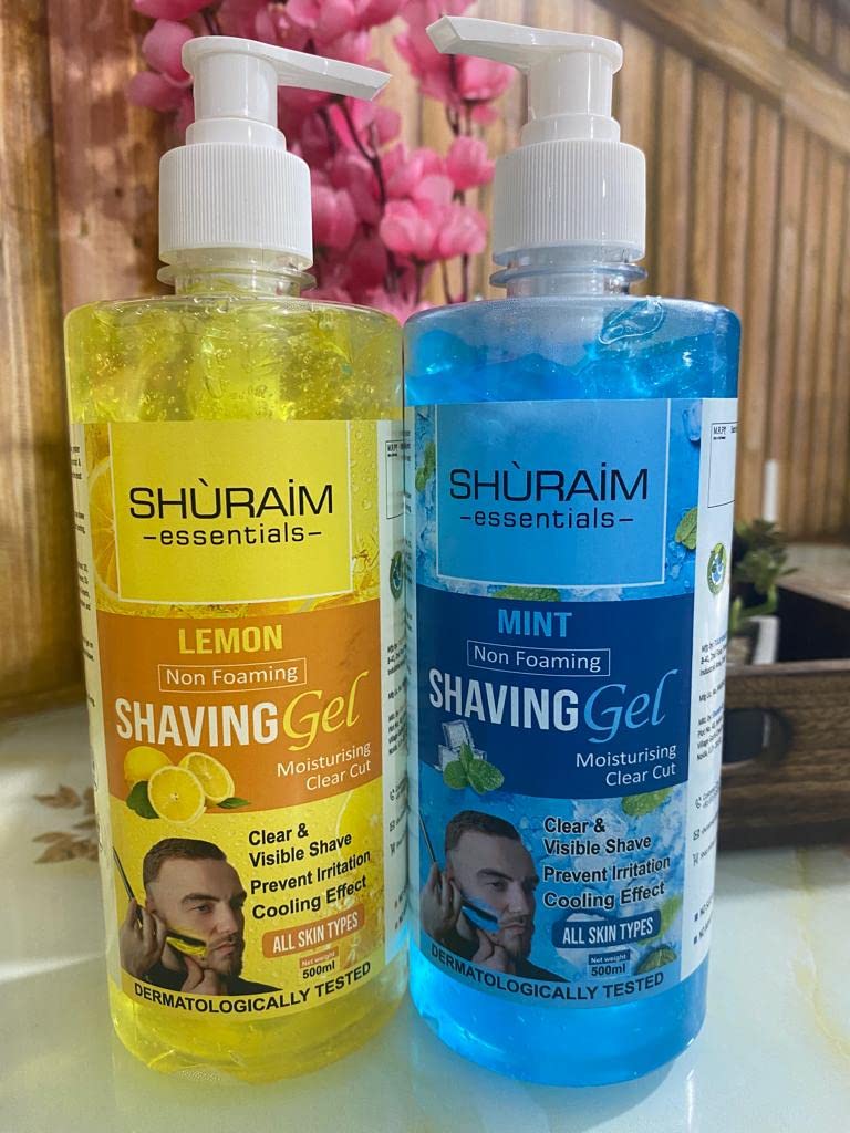 shuraim essentials Lemon/Mint Combo Shaving Gel Non Foaming Clear Cut Professional (1000 ml)
