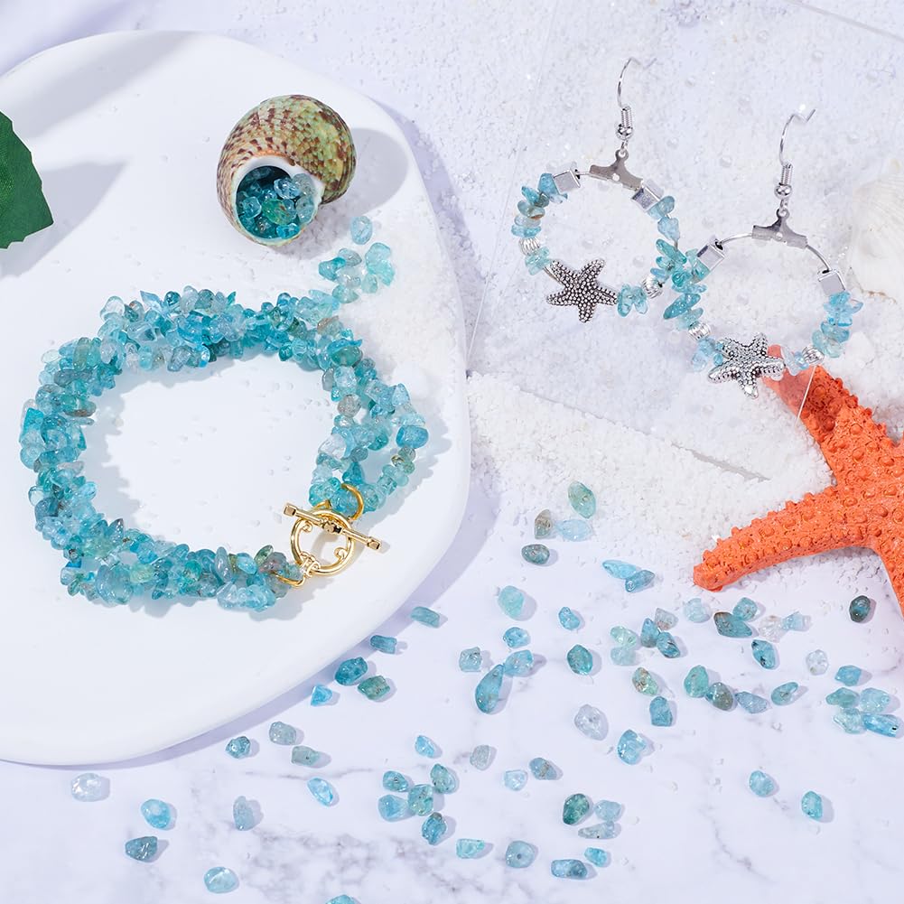 SUNNYCLUE 2 Strands Apatite Chip Beads Chip Stones Beads Natural Apatite Beads Apatite Crystal Chips Healing Energy Chip Bead Strands Gemstone Chips for jewellery Making Home Decor Vase Plant Supplies - Image 4