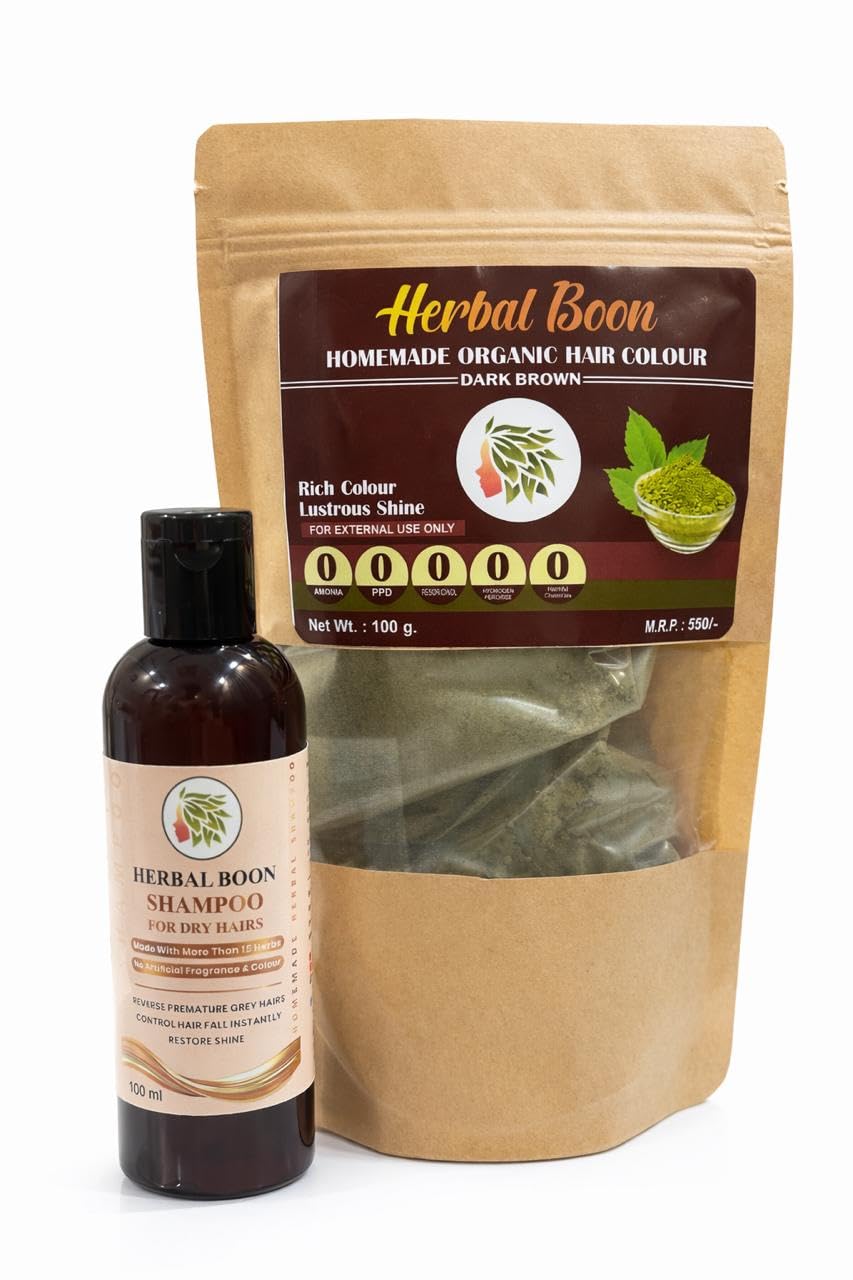 Complete Natural Hair Care Combo – Shampoo & Organic Hair Colour Shade brown for Strong, Smooth & Healthy Hair-image-33