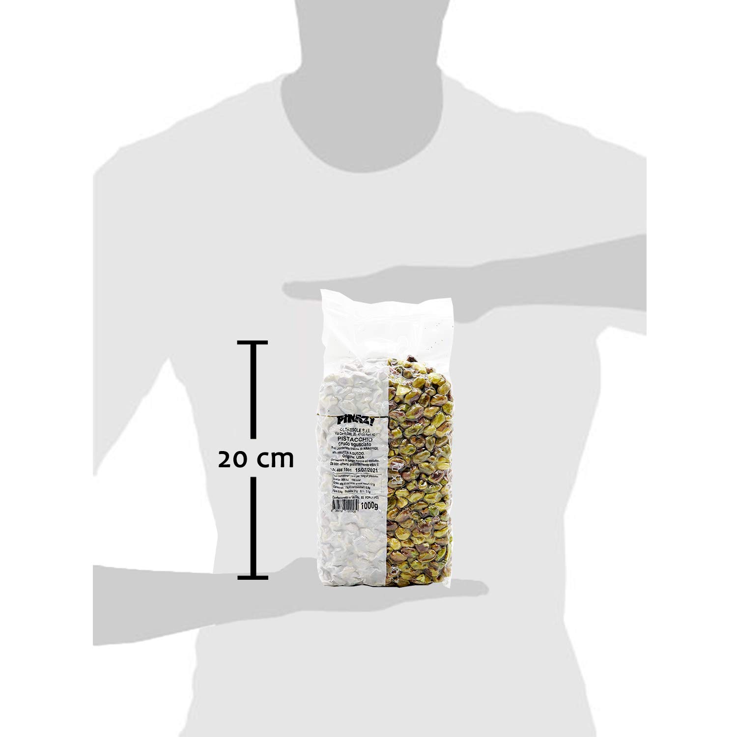 Oltresole, Pistacchi Crudi Sgusciati 1 Kg, Snack Salutare e Senza Sale, Ricco di Proteine e Grassi Sani, Frutta Secca Selezionata in Confezione Sottovuoto