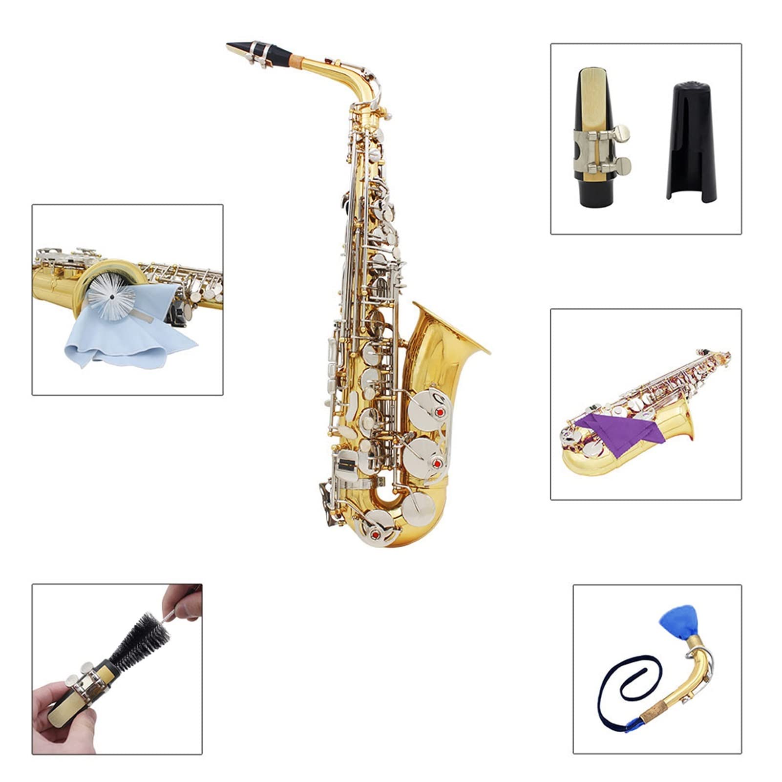 Alt-Saxophon Alt-Saxophon Glänzendes Messing Graviertes Es-Es-Blasinstrument Saxophon Students