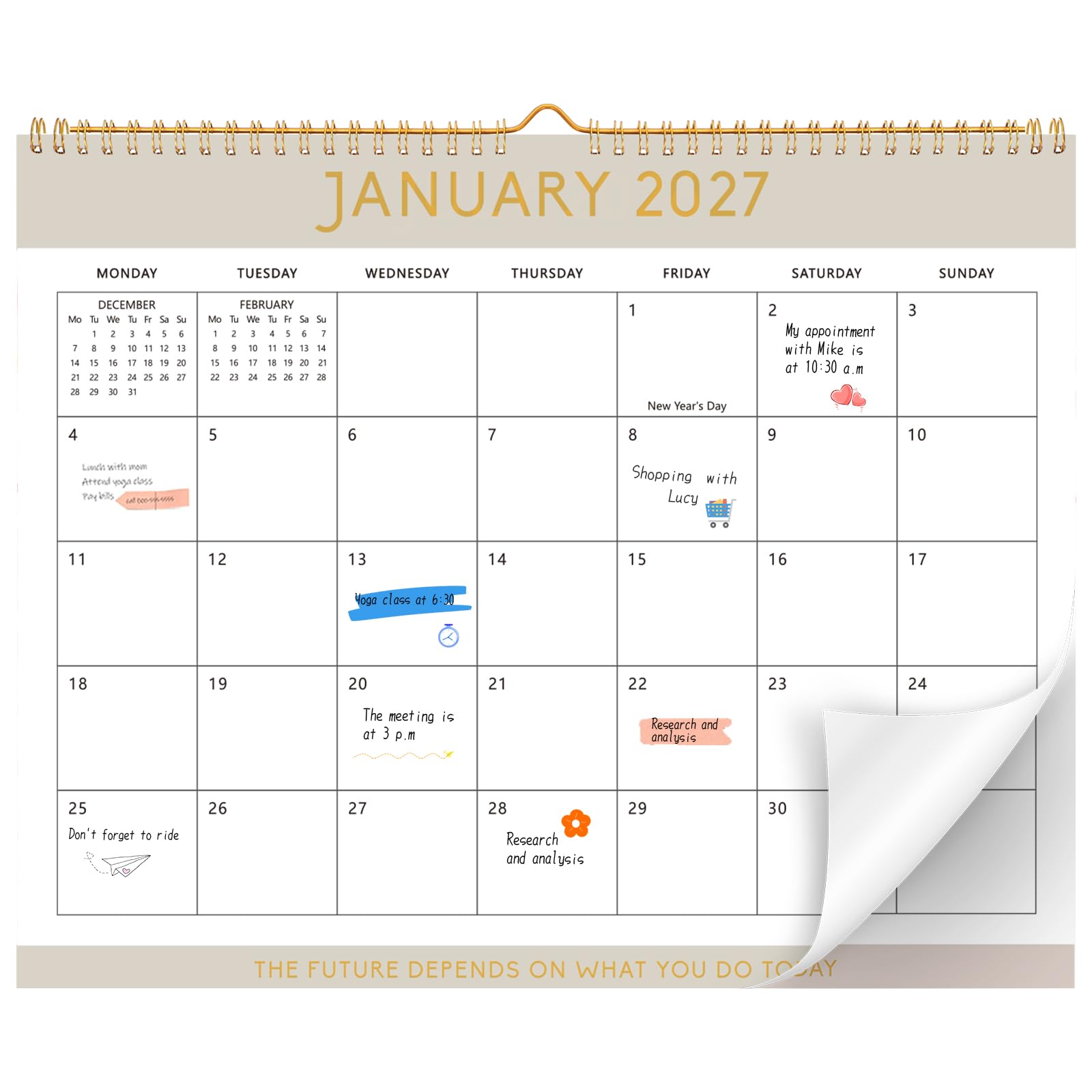 2027 Wall Calendar, 18 Month Family Planner, Jan. 2027-Jun. 2028