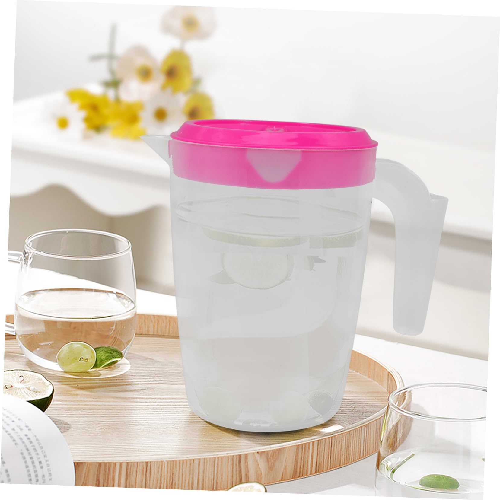 SHOWERORO Brocca Per Bevande Con Coperchio In Plastica - Contenitore Per Succo, Tè Freddo, Latte, Colore Casuale - 4