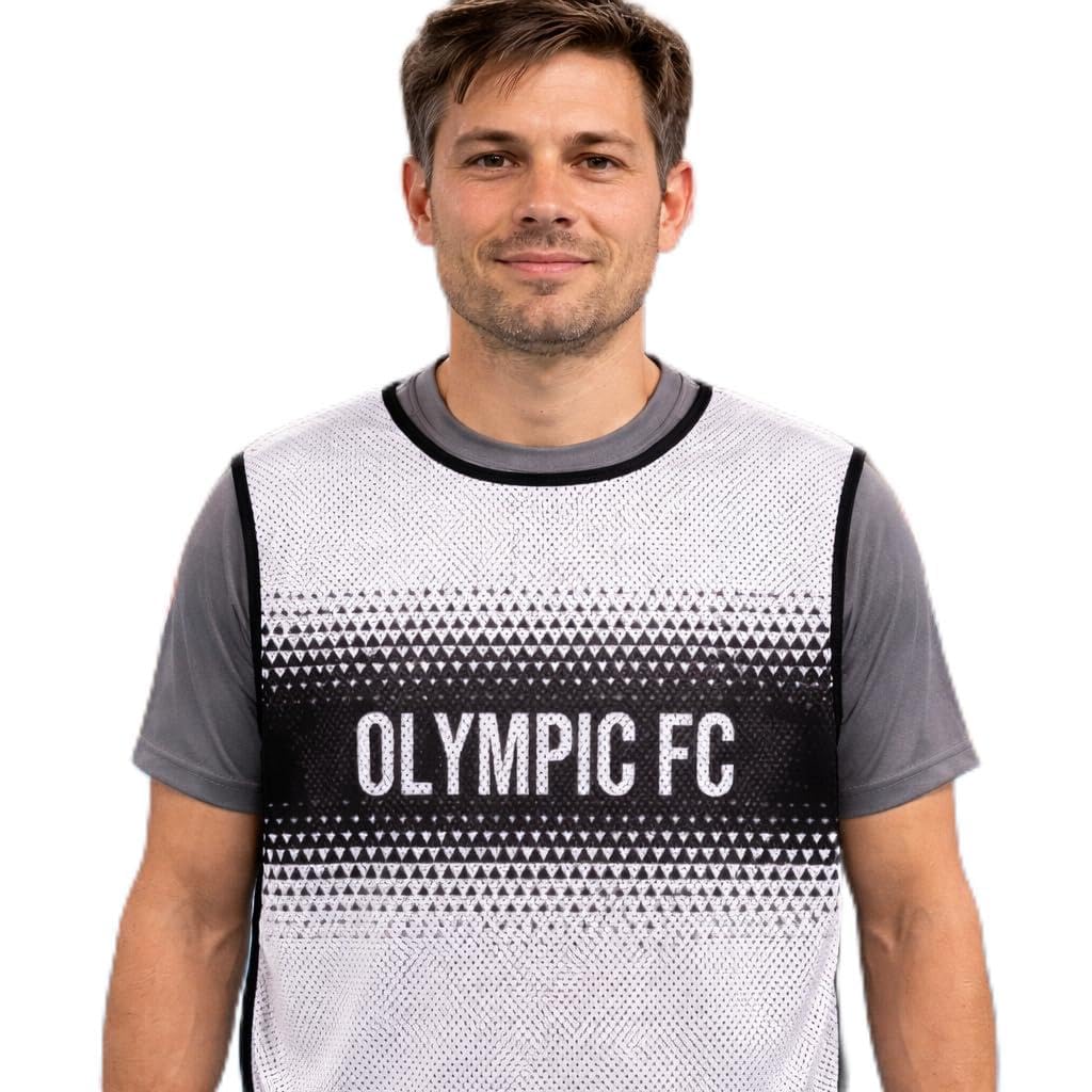 Wanapix | Personalised Sports Training Bib | Size L Adult (Large) | Black Trim | Breathable Mesh | Custom Training Bib with Text | Geometric Black Design