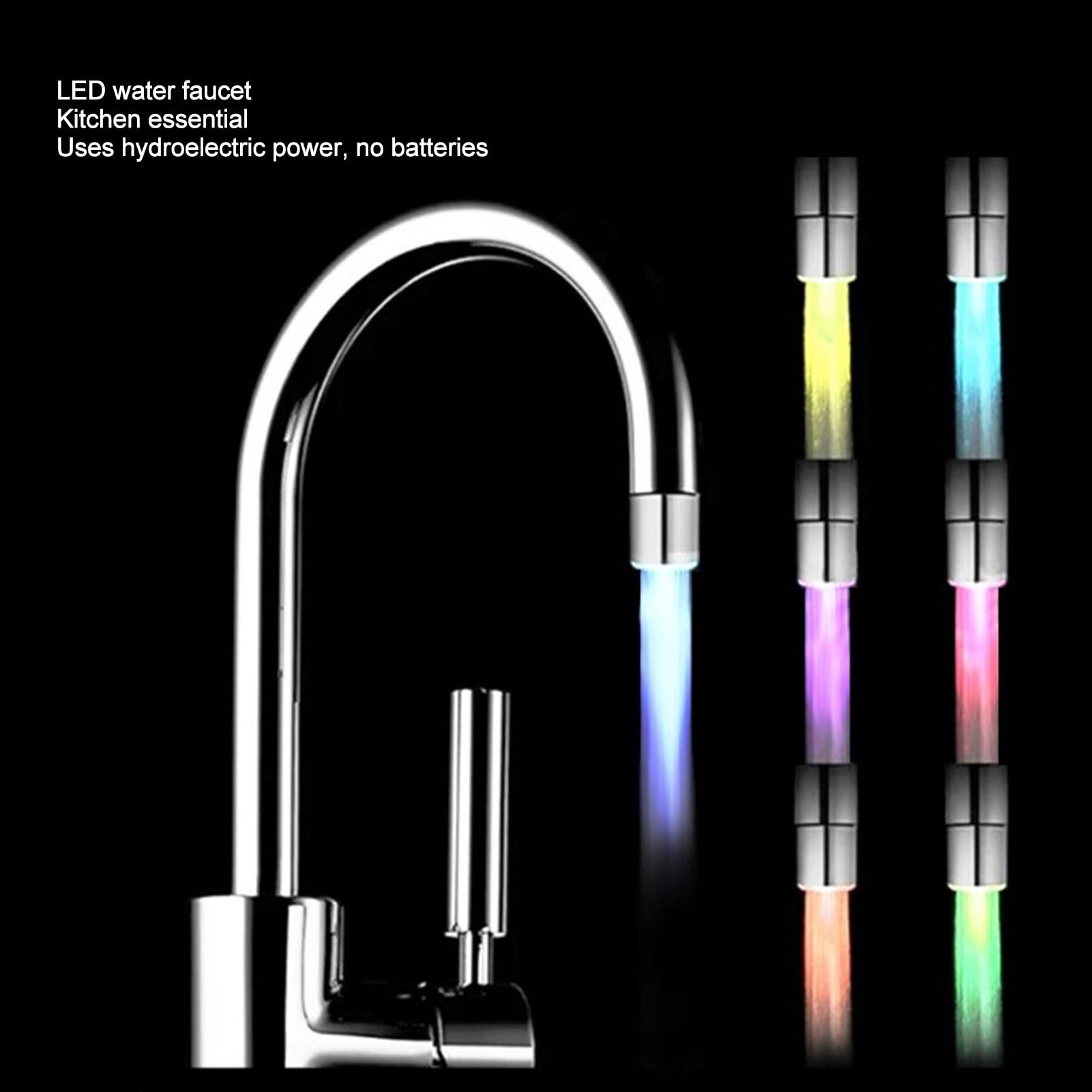 3 Color Temperature Sensitive Gradient LED Water Faucet Water Faucet Light Water Stream Color Changing Faucet Changing Faucet — view 3