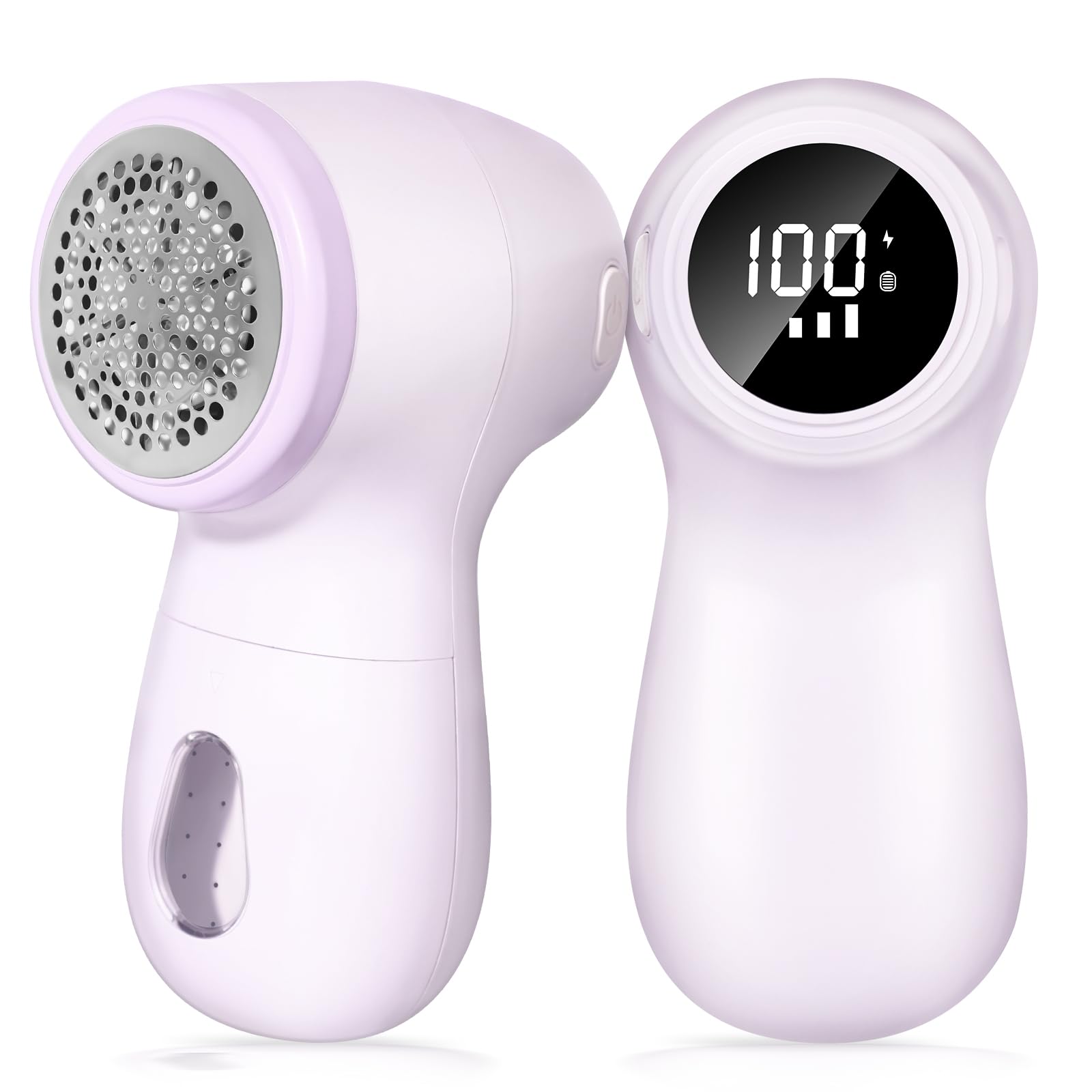 Lychico Fabric Shaver, Rechargeable Electric Lint Remover with Digital Display & 3-Speed Settings, Intelligent Auto Stop for Clothes, Sweaters, Furniture Upholstery - Purple