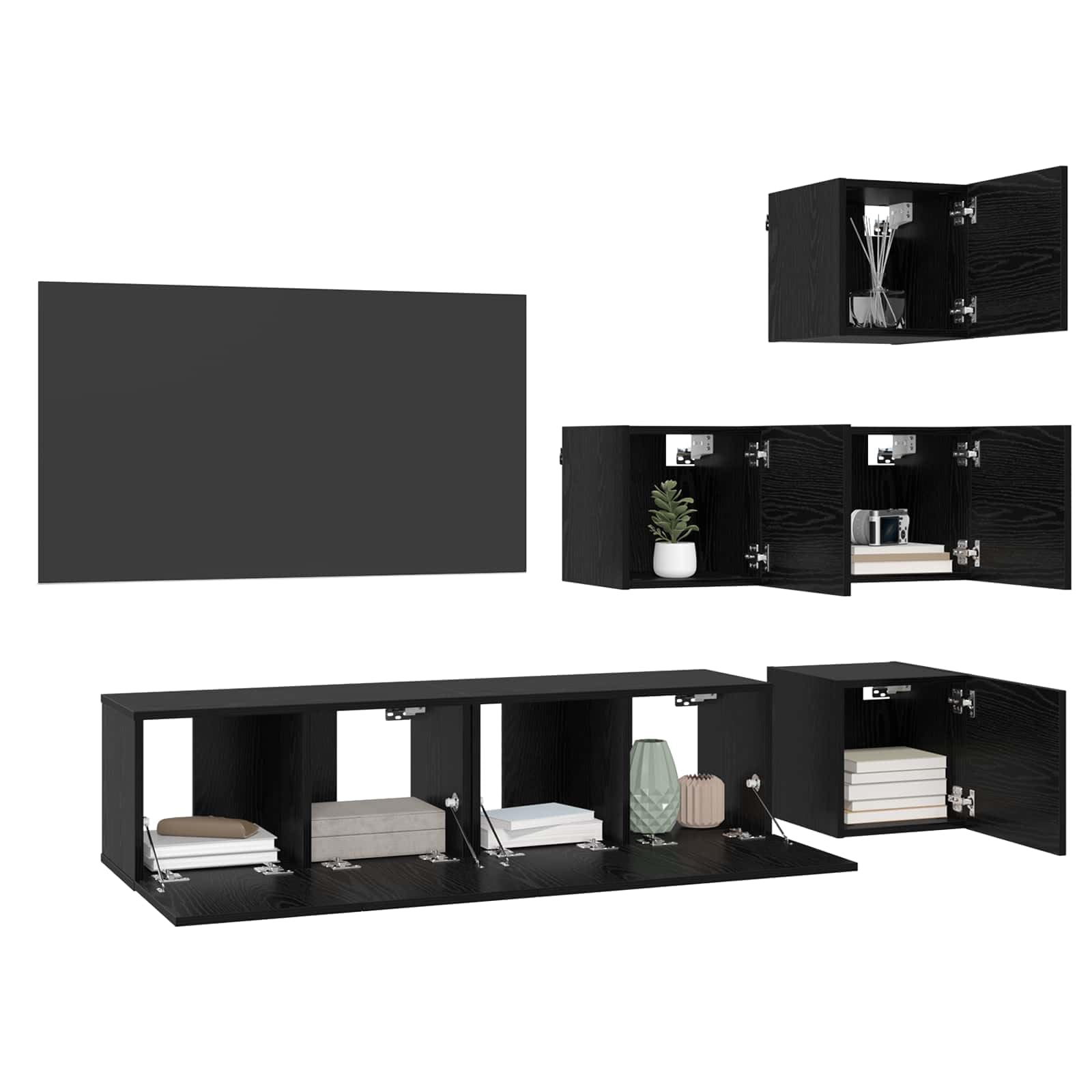 Conjunto de Mueble de TV 6 uds. Roble Negro, Muebles TV, 39.97 kg-3438612