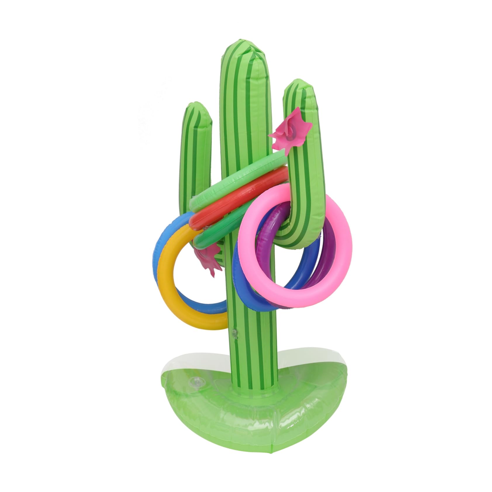 Mipcase Cactus Throwing Ring Game Inflatable Cactus Toy 9pcs PVC Collar for Boys and Girls Adults Beach Party