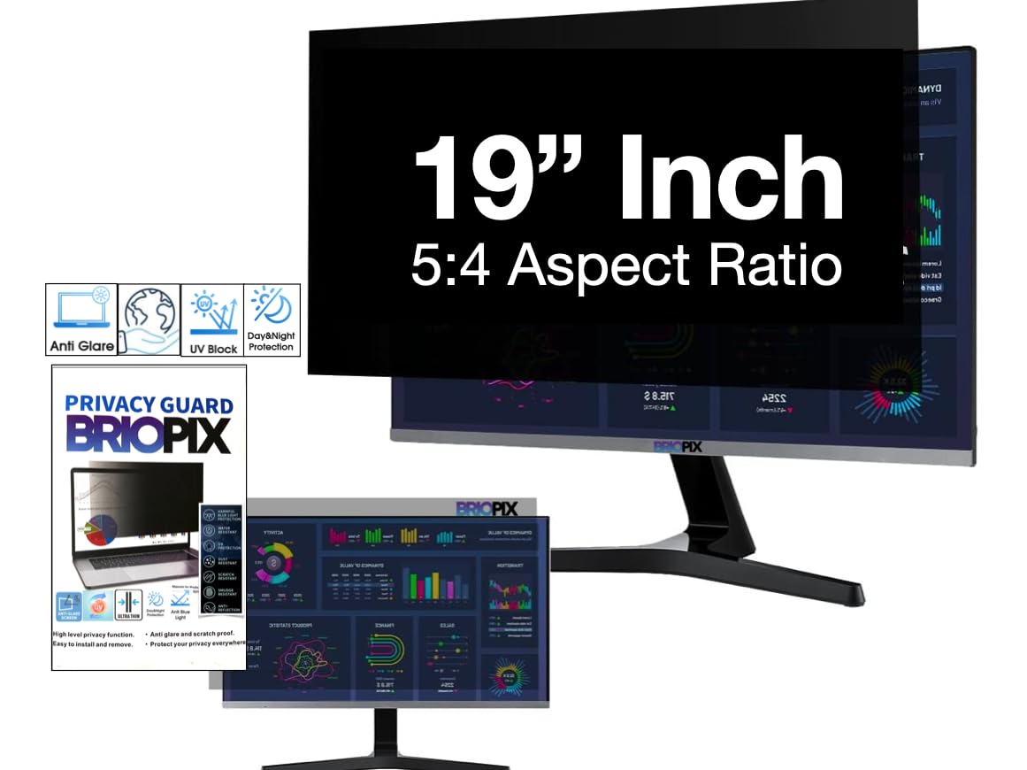 BrioPix 19 Inch (5:4) Privacy Screen Filter - NO Eye Strain | Anti-Blue Light + Anti-Glare | BLUV Block Tech |Privacy Screen for 19 Inch (B0C8YLRJ7J) Amazon Price History, Amazon Price Tracker