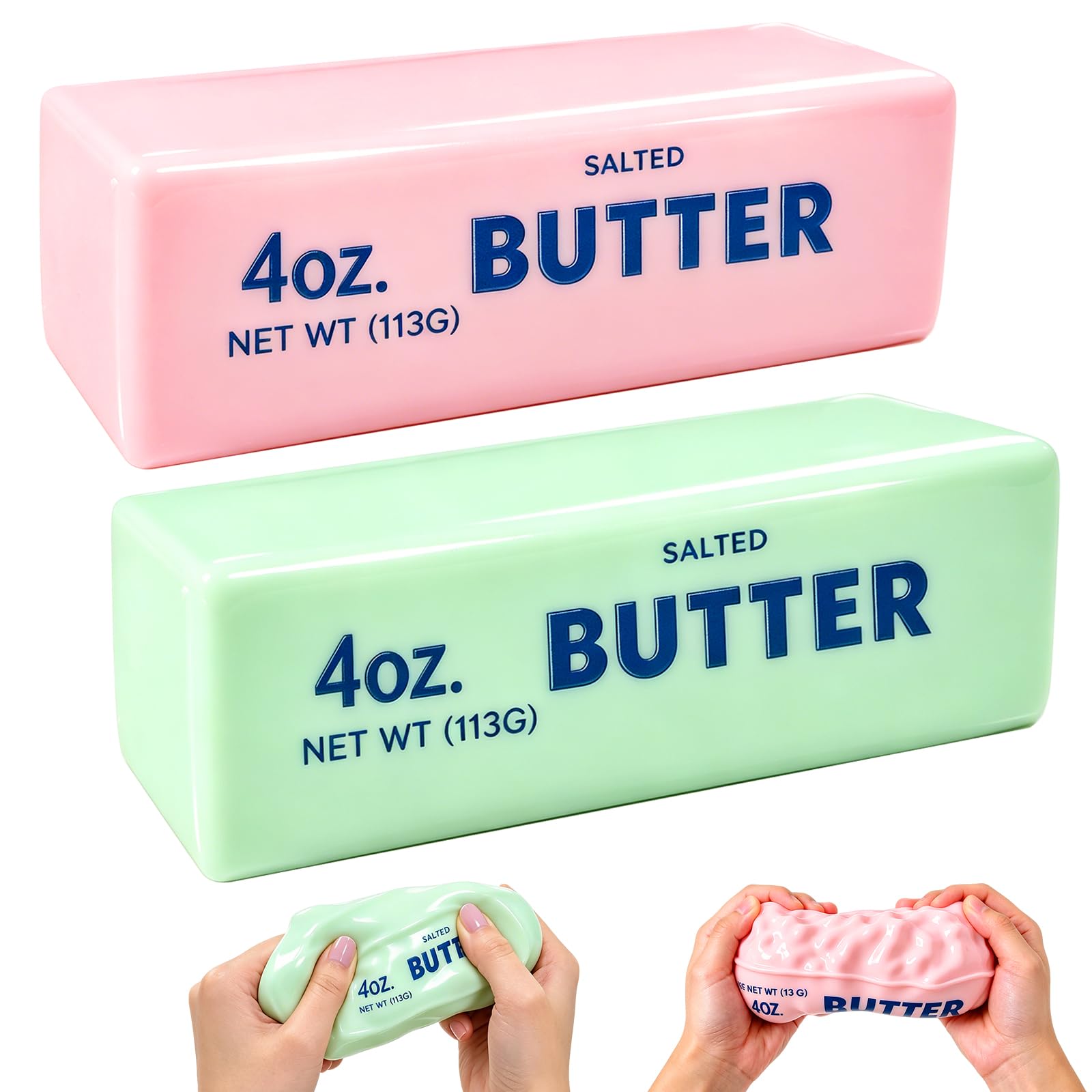 2 Pack ASMR Crunchy Butter Toys, Slow Rising Butter Shaped Toys
