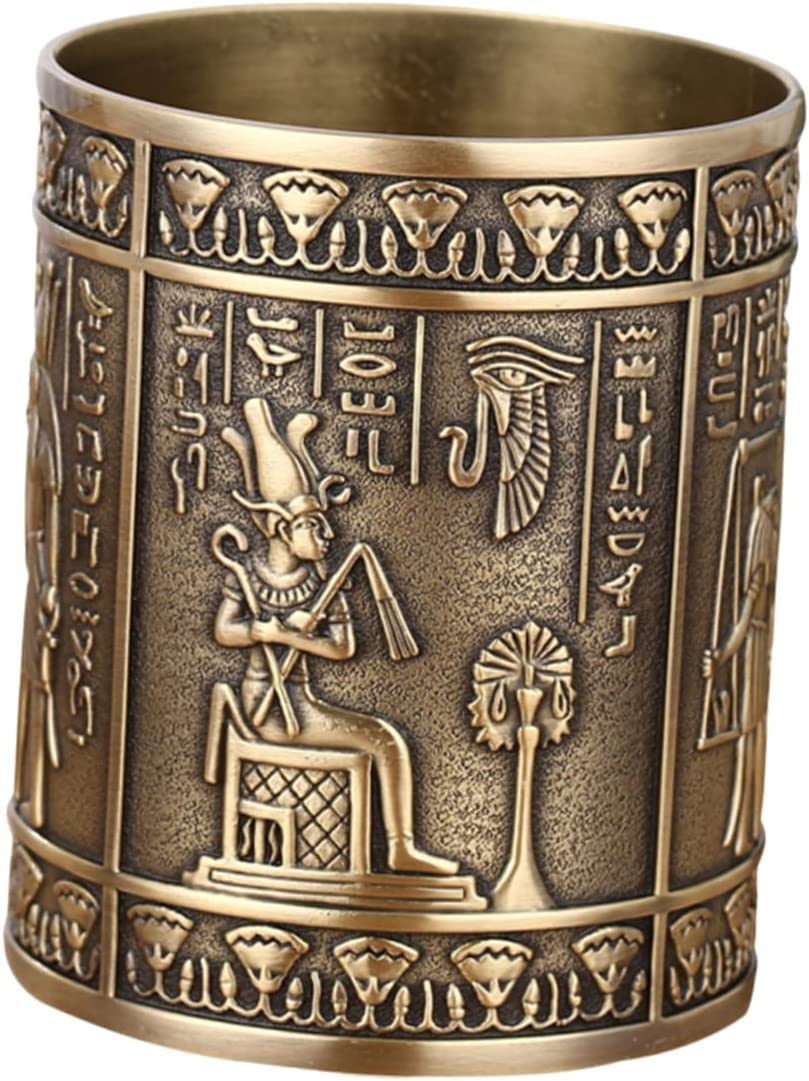 Portapenne Vasi per scrivania 1pc portamatite idolo egiziano scrivania vintage scrivania minimalista matite metalliche contenitore cilindro da scrivania portapenne in metallo penna da scrivania o
