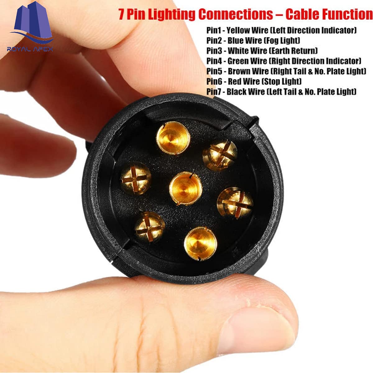 Royal Apex Electric Trailer Plug 7 Pin 12V Wiring Connector Adapter