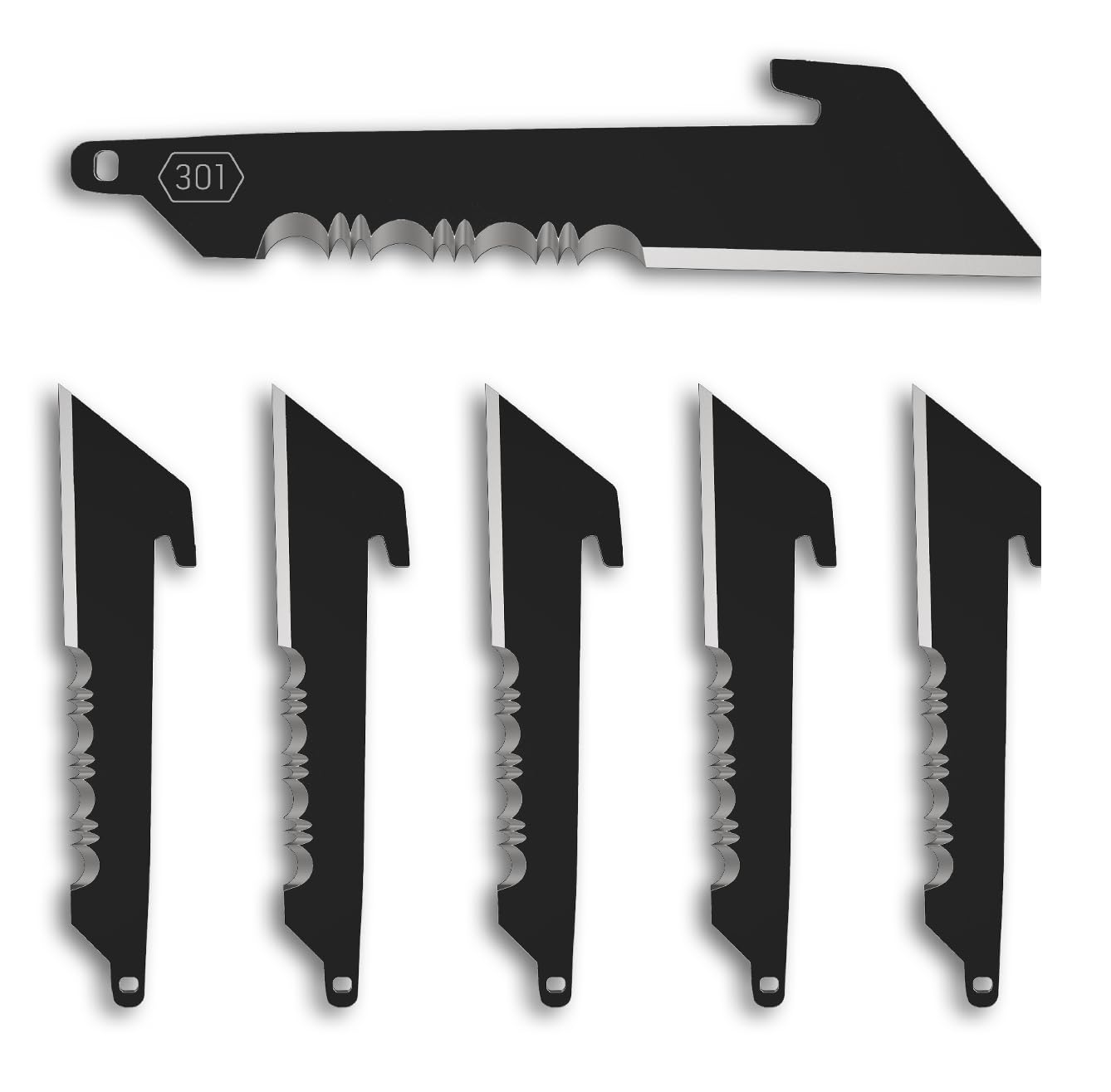 RazorSafe Blades: 6 Black Drop Point Blades - EDC -17
