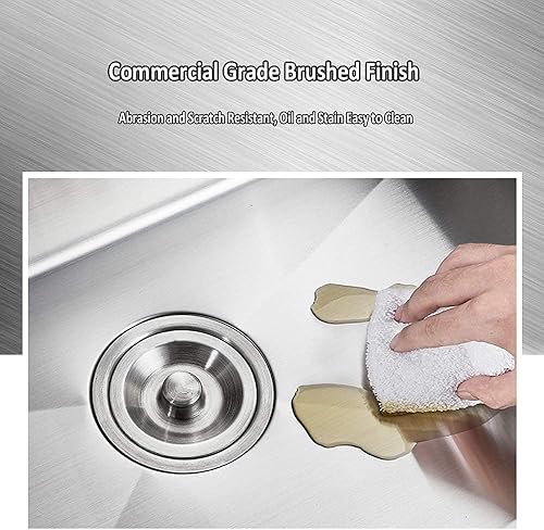 Miniatura 7 de Sarlai - Fregadero doble 33 estilo casa de campo de 33 pulgadas, fregadero de cocina de 33 pulgadas, acero inoxidable 6040, calibre 16, esquina