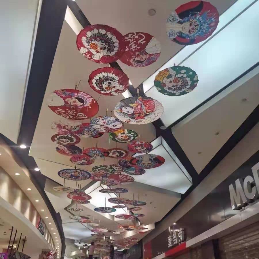 Vocttaiy Halloween Parasol Chinese Style Classical Oil Paper Umbrella Rainproof Umbrella, Parasol Pendent Floral Mulitcolor Paper and Bamboo Painted Paper Parasol (F)