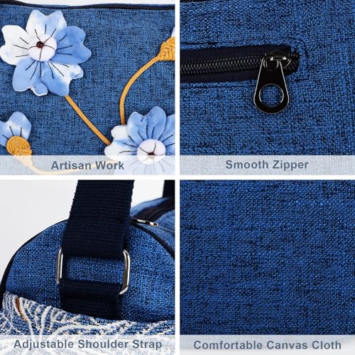 Crossbody Bags for Women Designer Canvas Floral Purses Lightweight with Wide Strap4