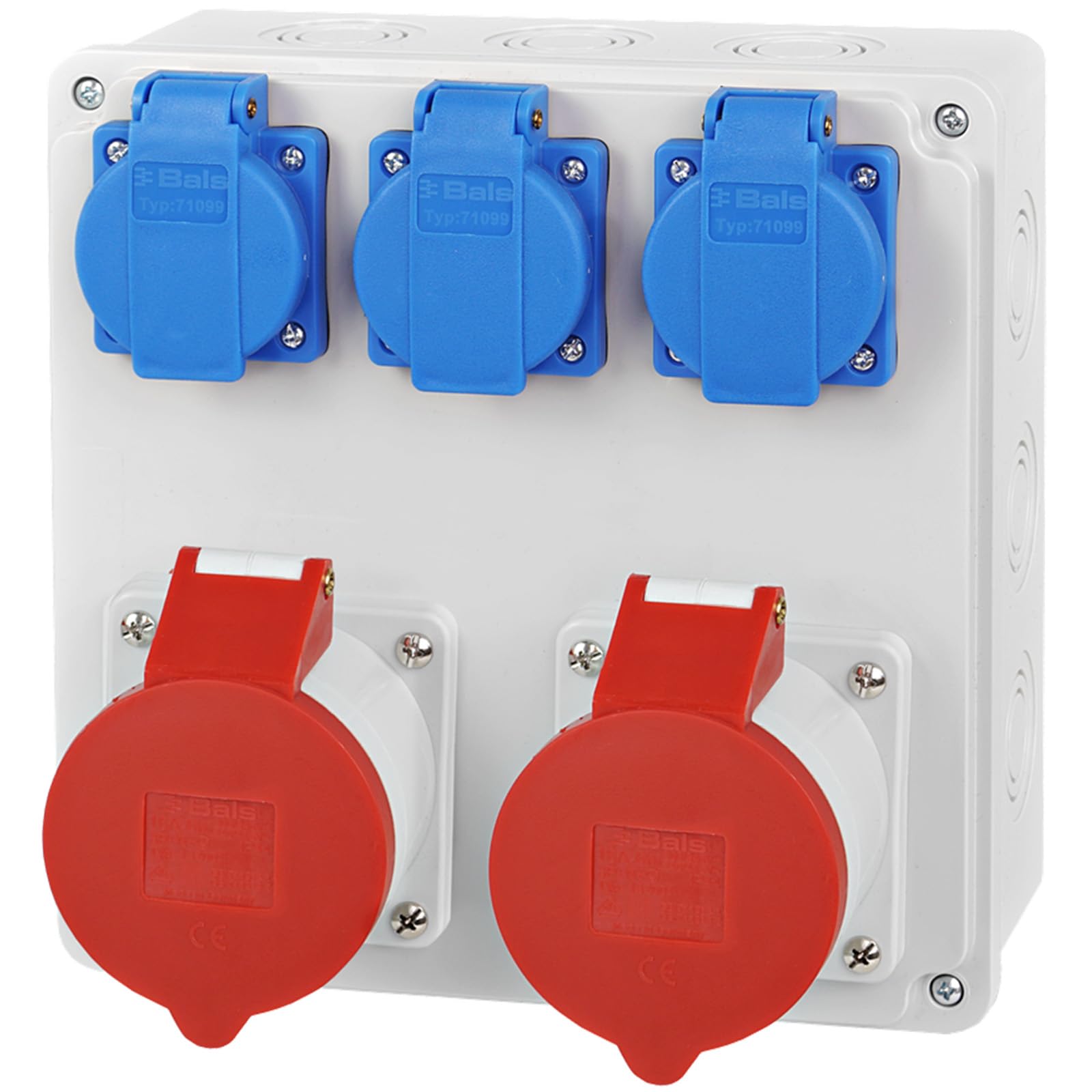 Distributeur mural de distribution d'énergie de chantier 2x 16A 5 broches 400V CEE 3x 230V Bals Prises Schuko IP65