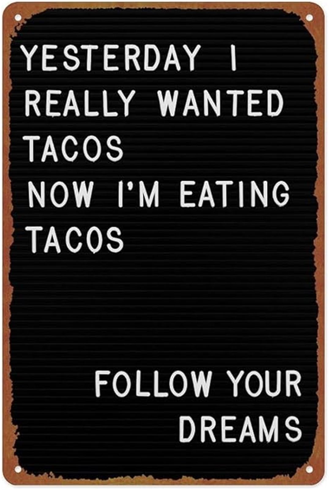 NWPNLXEA Mexican Food Tacos Metal Sign Retro Wall Decor for Kitchen Bar Cafe Man Cave Pantry 8 X 12 in