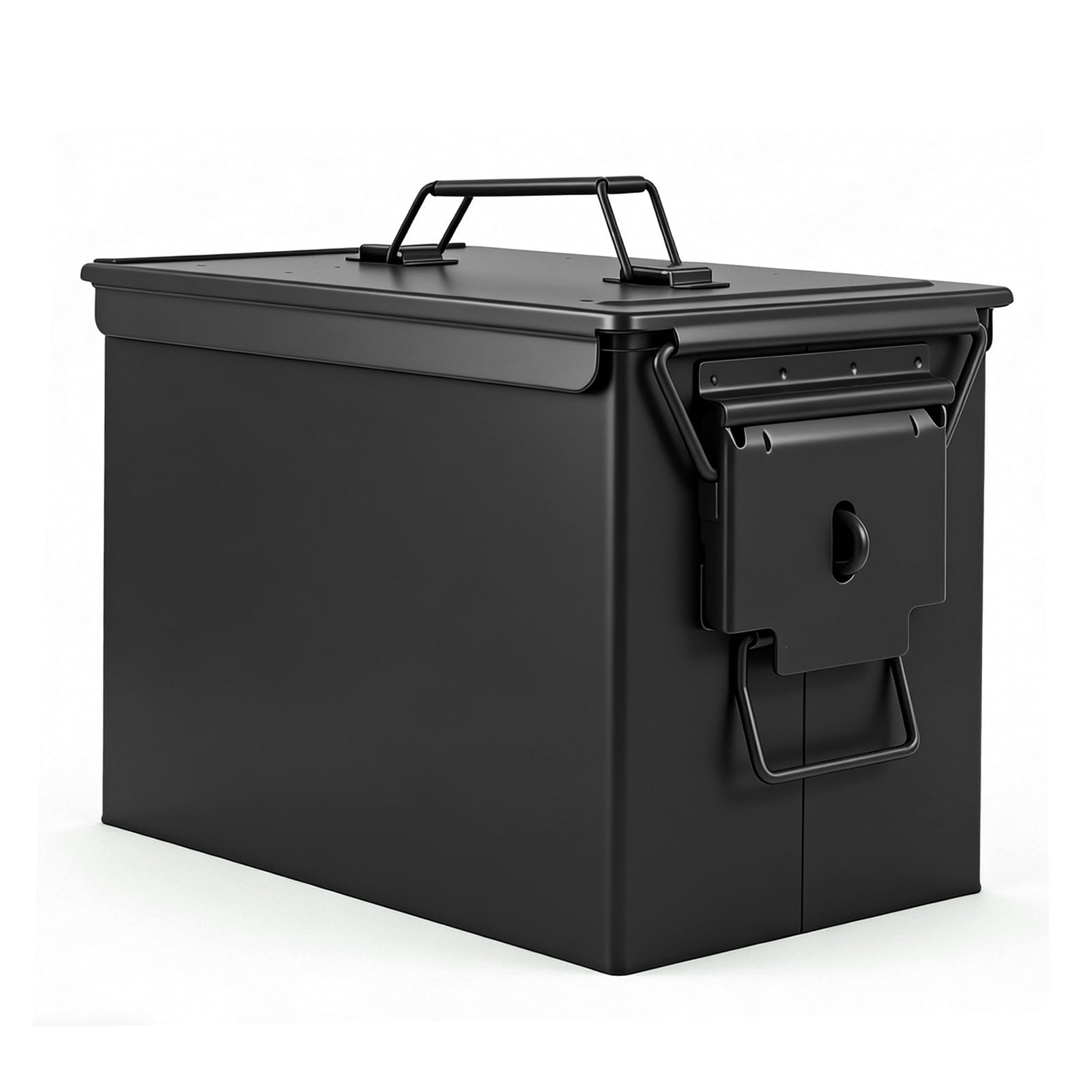 Trucky Munitionsbox Ammo Box 33x19x23 cm Metallkiste Munitionskiste Metallbox Aufbewahrungsbox mit Deckel Army Schwarz Metall