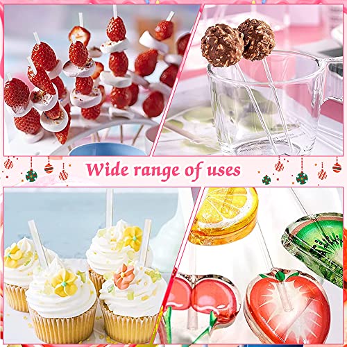 DOUSELLA 120 Stück Lolli Stiele Sticks Acryl Cake Pop Stiele Acryl Lutscher Sticks Transparent Lollipop Sticks Wiederverwendbare Bonbon Sticks Lutscher Acrylstäbchen für Kekse Cupcake Süßigkeiten