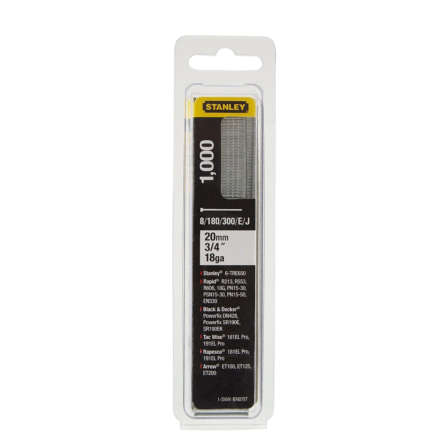 STANLEY Clou 20 mm Type J Boîte 1000 Pièces 1-​SWKBN075T