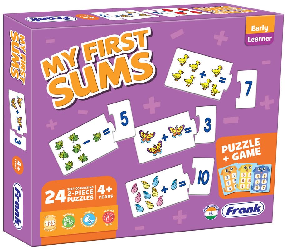 Image of Frank My First Sums Puzzle & Game | Fun & Interactive Self-Correcting Jigsaw Puzzle with Spotty Sums Lotto for Kids 4+ Years | Educational Toy for Early Math Learning, Addition & Subtraction