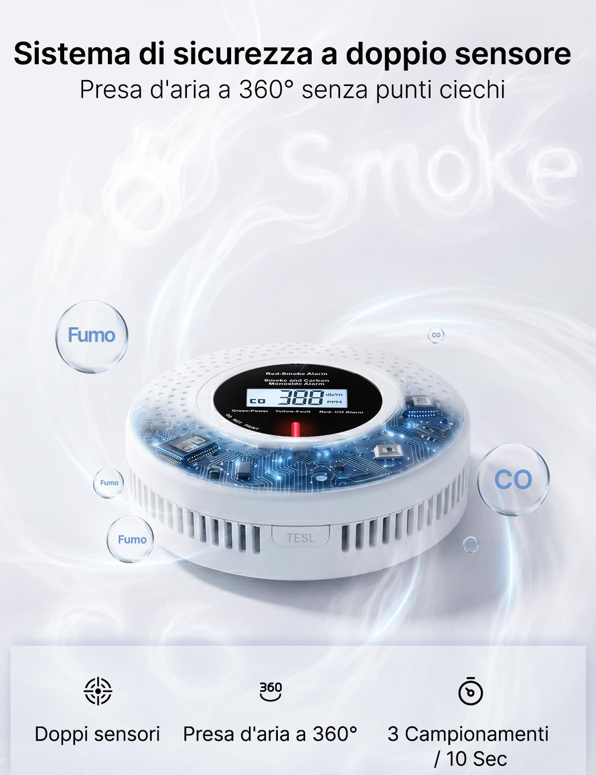 MOES Rilevatore di Fumo e Monossido di Carbonio Smart Zigbee, 2 Pz | Gateway Zigbee richiesto, durata sensore 10 anni, dati LCD in tempo reale, allarme 85 dB, controllo app