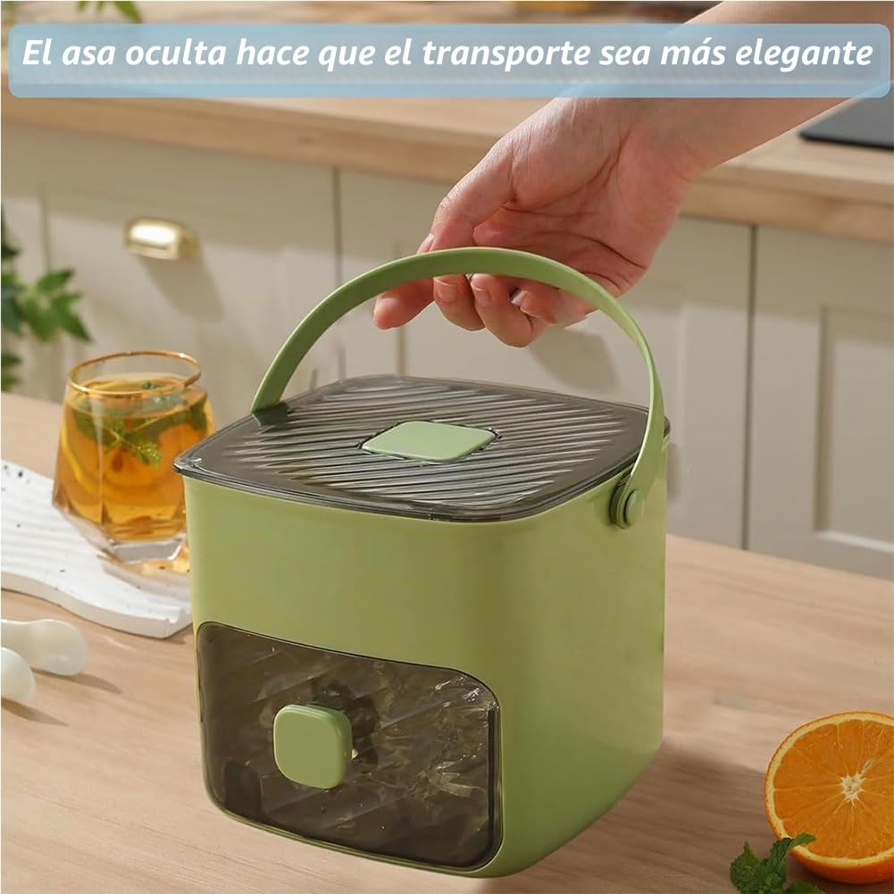 Máquina de Cubitos 48 Rejillas con Tapa de Prensa, Bandeja Hielo Doble Capa para Congelador, Molde Silicona de Liberación Rápida y Caja Almacenaje con Pala para Whisky o Cóctel (A+Insulated Bag)