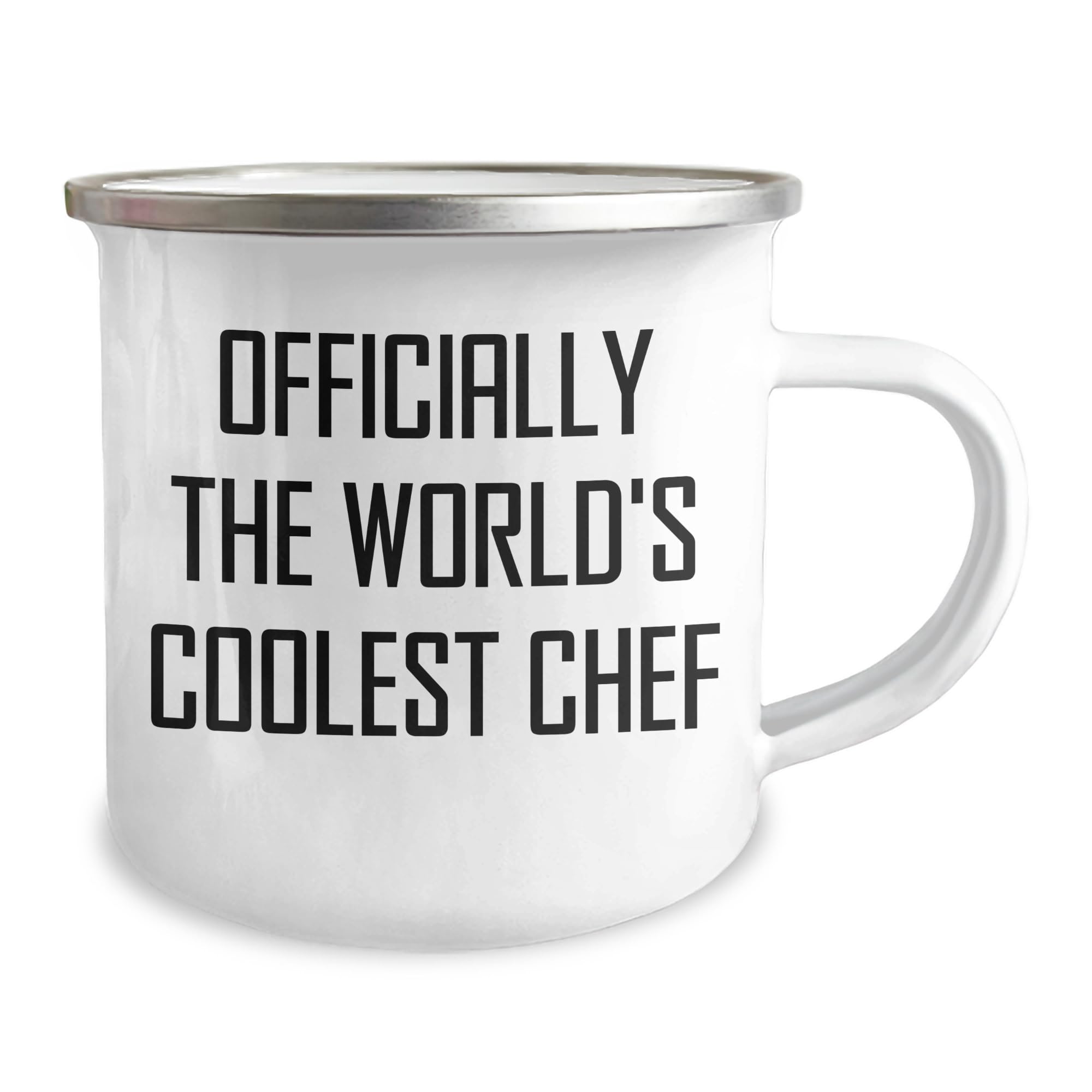Chef's Valentine's Unique Gifts for the World's Coolest Chef - Funny Camping Mug for Chef Lovers, Officially The World's Coolest Chef, Stainless Steel with Enamel Finish