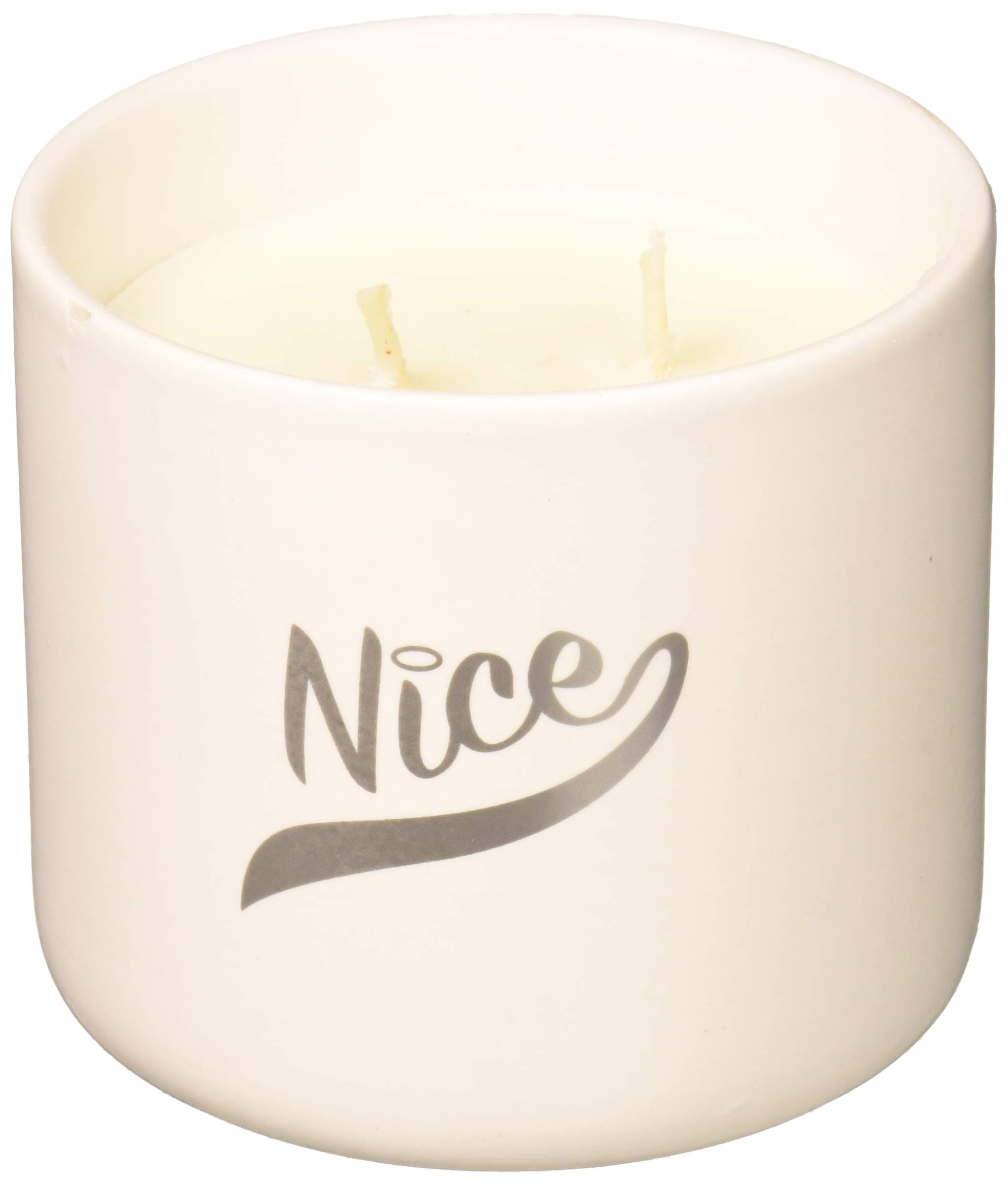 DecoFlair CDL6514 White Ceramic Holiday Nice Candle