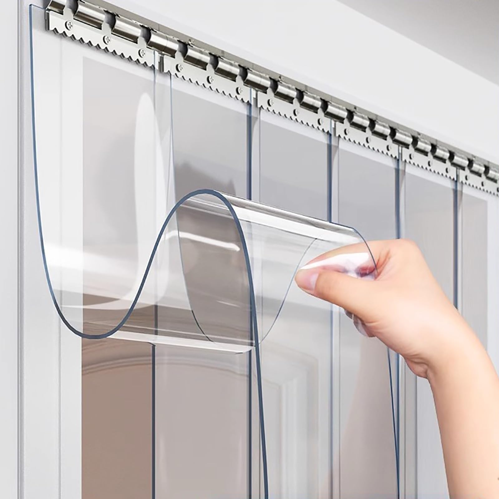 Rideau à Lanières PVC Isolant Rideau de Porte lanieres Épaisseur 2,5 mm Rideau Industriel à lanières Facile à Installer Convient aux entrepôts, garages, usines, supermarchés(15x260cm(1pcs))