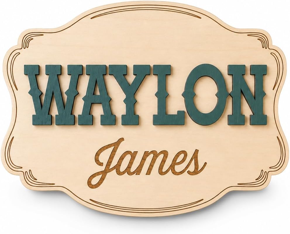 Personalized Cowboy Western Baby Announcement Sign (NAME SIGN)