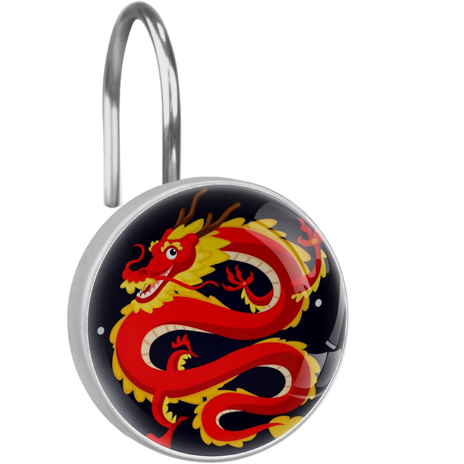 Crochets pour rideau de douche en acier inoxydable haut de gamme au motif de dragon traditionnel