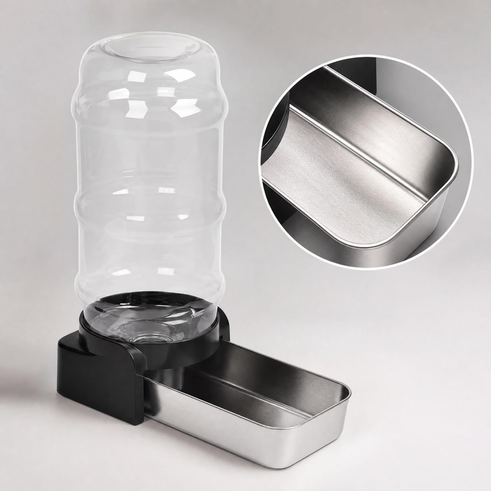 B Baosity Dispensador Agua con Depósito bajo Mannimiento Dispensador Agua con Bandeja Acero Inoxidable Desmontable para Gatos, Hogar, 7.2L