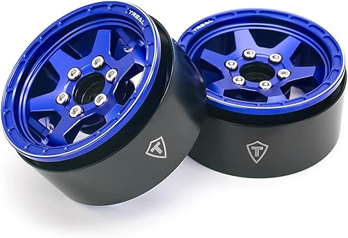 Miniatura 4 de TREAL Ruedas Beadlock 1.9 Ruedas de 1.9 pulgadas (4P) Mecanizado CNC para 110 RC Crawlers Axial SCX10 III TRX4 Redcat Gen8 -Tipo H (negro)