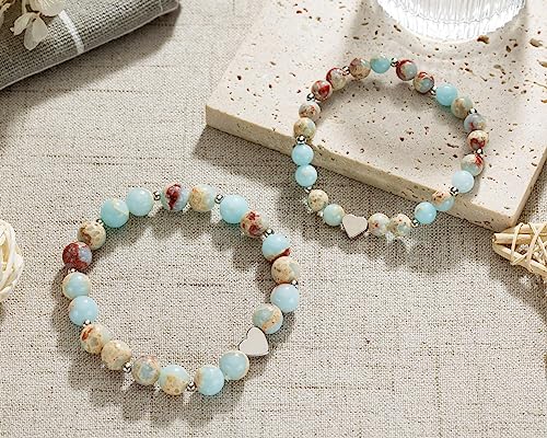 First Day of School 1-5 Grade Mommy and Me Bracelets, Back to School Gifts, Heart Beaded Mom and Daughter Bracelets, Mother Daughter Bracelets Set for 2 One Big and one Small Bracelet3