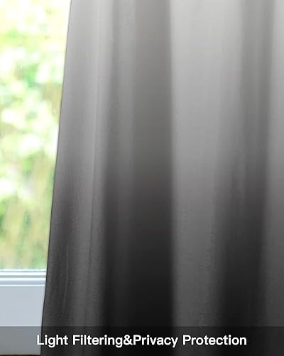 Miniatura 7 de Zadaling Cortina de cenefa para cocina, cenefa de ventana color negro y gris degradado para sala de estar, cenefas con bolsillo para barra para