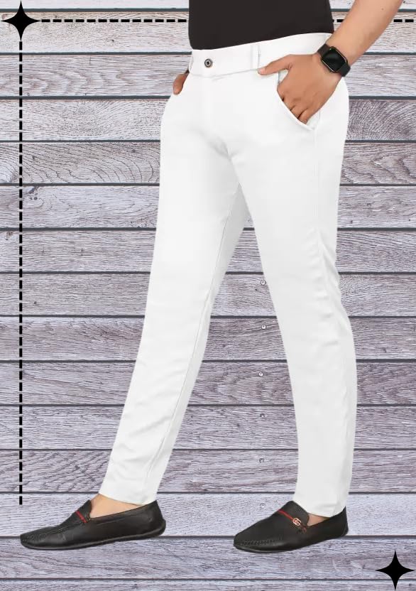Image of Men's Lycra Stretch Casual Pants Slim Fit Comfortable Trousers Daily Use Solid Pants for Men TS K003 Parent