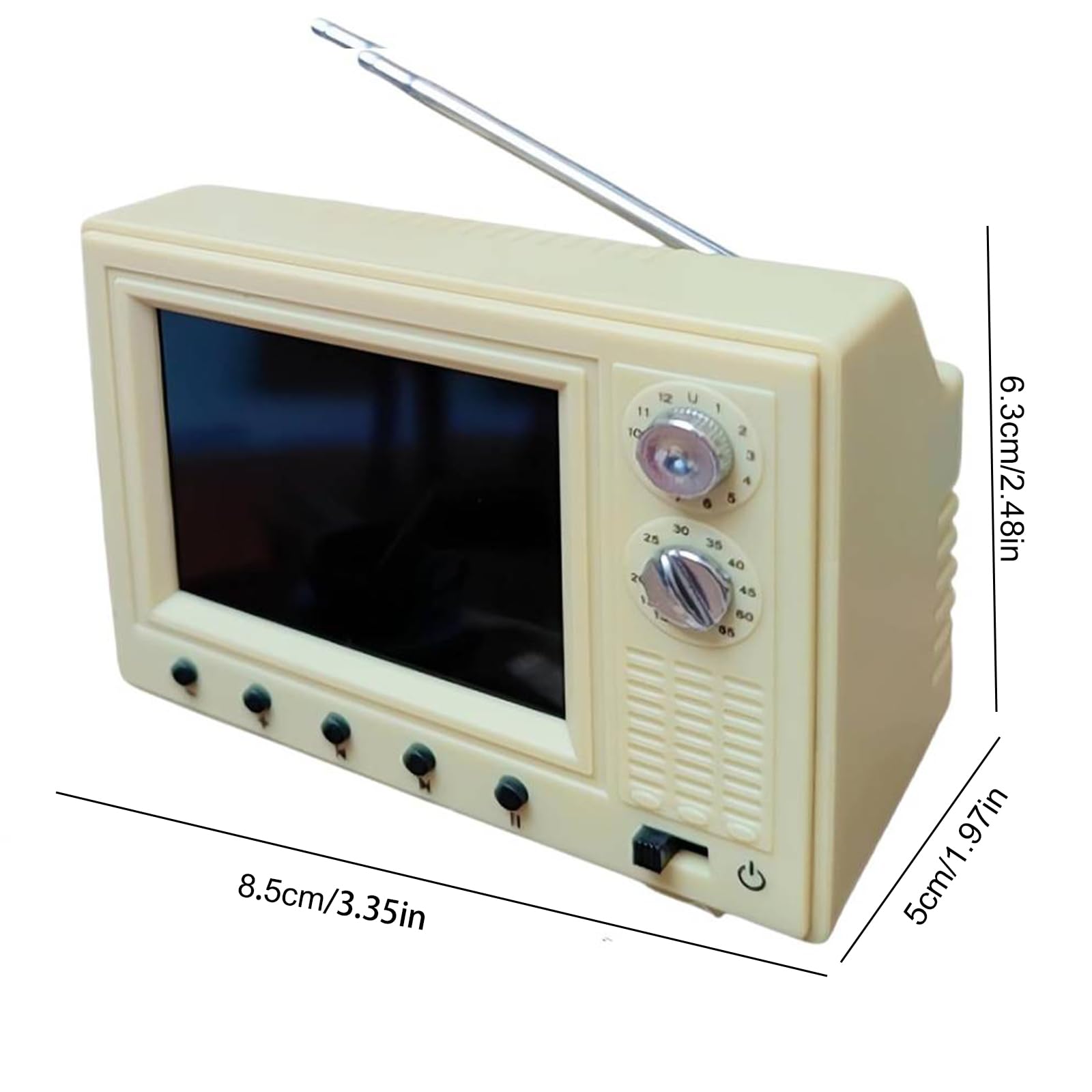 Mini TV a cartoni animati con film nostalgici Mini Retro TV ricaricabile Lettore di cartoni animati leggero tascabile per scene di casa delle bambole e decorazioni da collezione