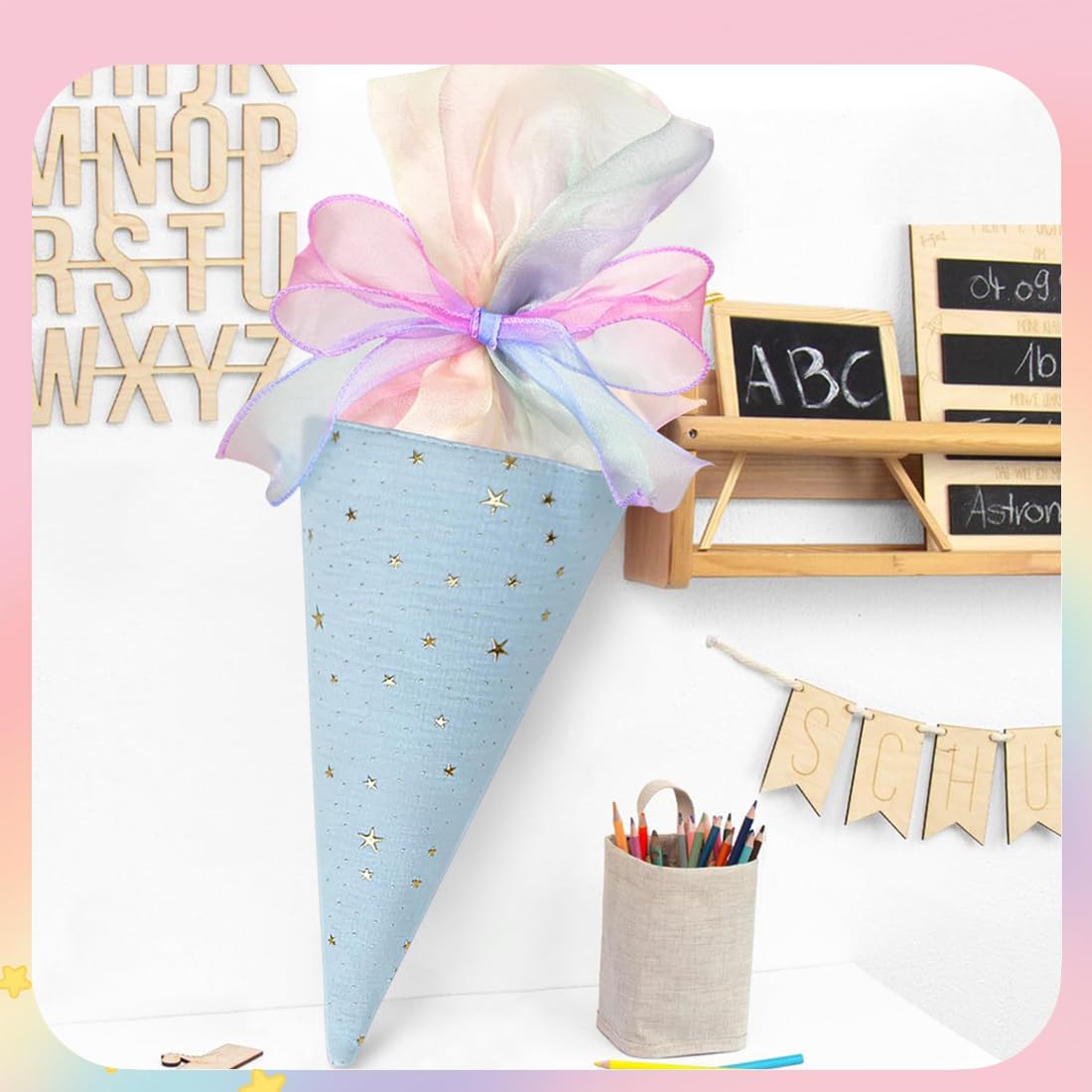 EIHI 2 Pezzi Coni portaconfetti, Coni per Confetti, Sacchetto Regalo per Scuola (Blu + Verde)