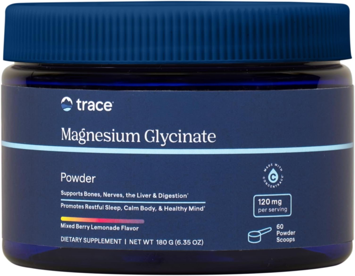 Research | Magnesium Glycinate Powder | 120 mg | Naturally Flavored Mixed Berry Lemonade Drink Mix | 30 Day Supply