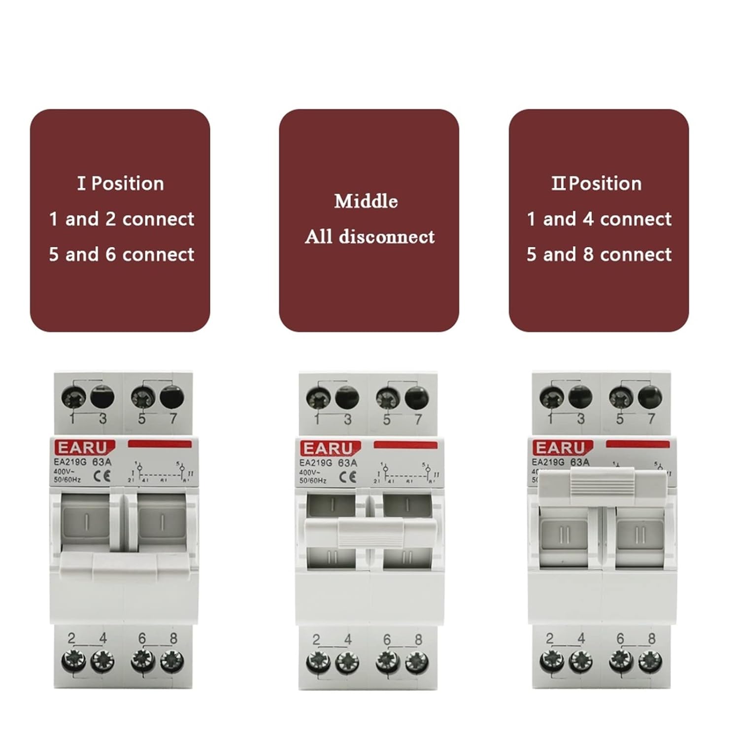 5 個 2P 40A 63A MTS デュアル電源手動転送インターロック回路ブレーカー Din レール絶縁切断スイッチ(63A)