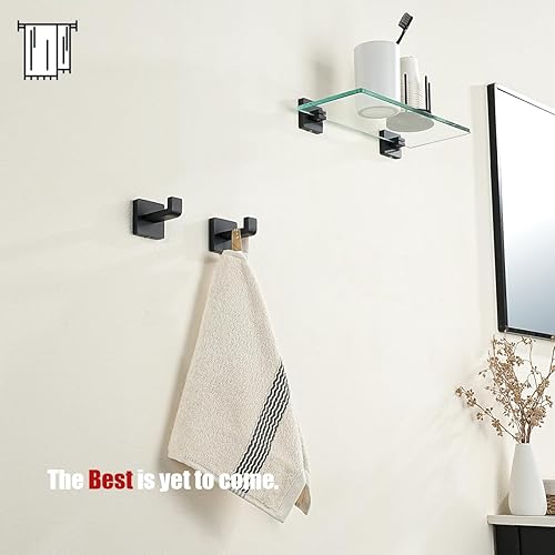 Miniatura 3 de JQK TH250-PB-P2 - Gancho para toallas de baño, color negro, para cocina, garaje, acero inoxidable 304, grosor de 0.031 in, 2 unidades, negro mate,