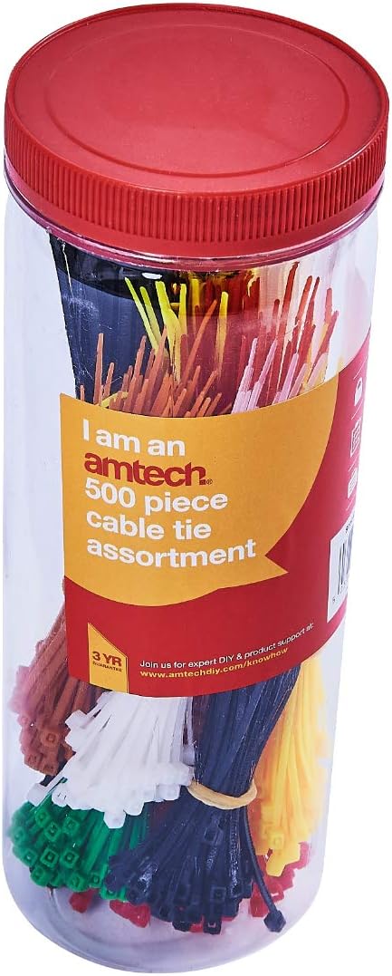 Amtech S0680 Assorted Cable Tie, 500-Piece
