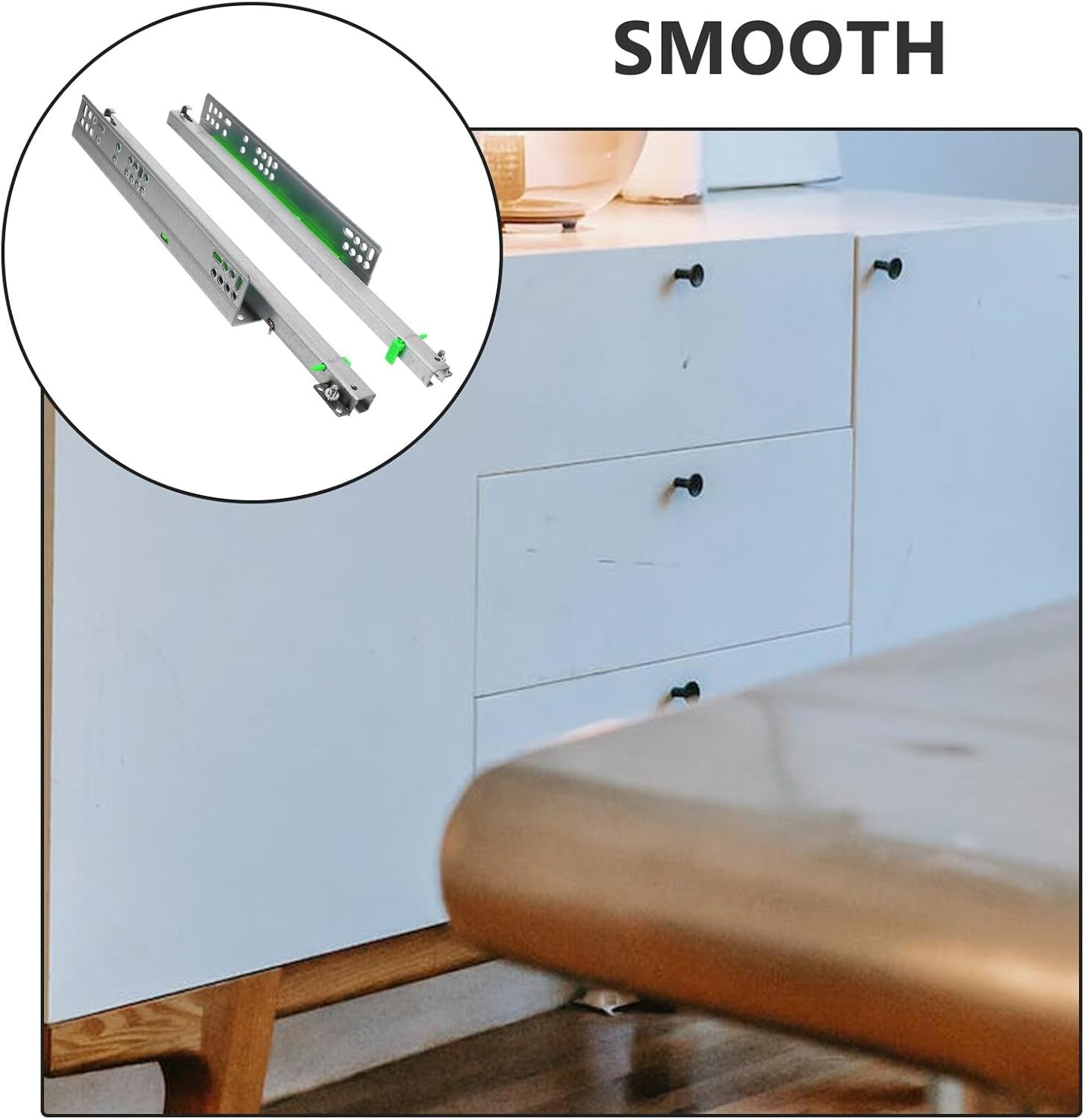 Detachable Silent Drawer Glides Slide Rails Side Mount Household Cabinet Drawer Slides with Buffer Soft Close Smooth Bearing and Easy Disassembly