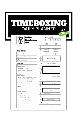 Timeboxing Daily Planner Notebook - Desktop To Do List Time Management Planning with Hourly Schedule, Time Block Planner, College School Supplies - 6x9" - 120 Undated Sheets